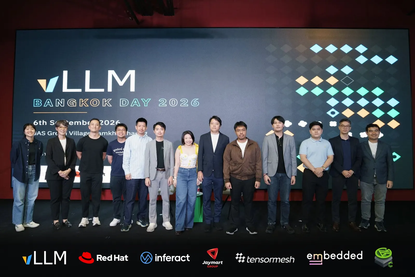 Speakers and organizers on stage at vLLM Bangkok Day 2026